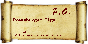 Pressburger Olga névjegykártya